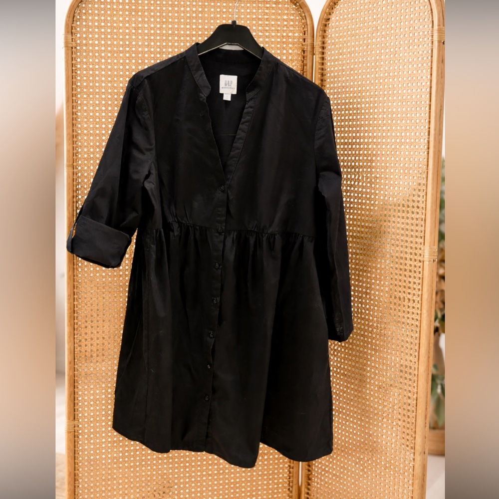 Gap Maternity Black Cotton Shirt Dress - Size Small